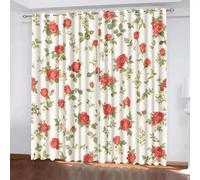 Rose Rosse Oscurante Tenda,Stile Pastorale Opaco Tende,Termica Isolante Protezione Della privacy Tende Per Soggiorno Camera Da Letto Finestre Corridoio 2 Pannel Con Occhielli 85L x 200A CM