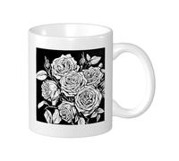 Rose Set Di 1 Tazza Stampa Moderna Linee Geometriche Astratte Artistico Botanico Floreale Nero Bianco Ceramica Riutilizzabile Lnsulated Biblioteca Soggiorno Cucina Dormitorio Bevande Calde Fondo
