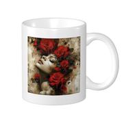 Rose Set Di 1 Tazza Stampa Retro Bella Ragazza Fiore Artistico Spray Disegni Bellezza Pianta rosso Giallo Ceramica Riutilizzabile Lnsulated Biblioteca Soggiorno Cucina Dormitorio Bevande Calde Fondo