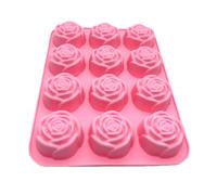Rose Silicone Mold - 12 Cavity Large Size Tray | Creative Flower Making For Chocolate Candy | Jelly Mousse Baking Soap Supplies For Home Kitchen