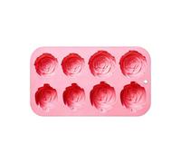 Rose Silicone Mold Pan - 8 Cavity Non Stick Baking Tray System, Dessert Making Mold Accessory, Multi Purpose Kitchen Tool For Cake Chocolate Candy Jelly | Pudding Muffin Soap Candle Birthday Party