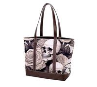 Rose Skull-1981 Tote Bags in pelle resistente borse e borse in tela per le donne con manico superiore borsa a tracolla borsa Hobo Bags, Multicolore 01, 33.8x12x31cm/13.3x4.7x12.2 in