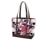 Rose Skull-2014 Tote Bags in pelle durevole borse e borse in tela per le donne Top Handle Satchel Hobo Bags, Multicolore 01, 33.8x12x31cm/13.3x4.7x12.2 in