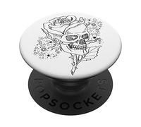 Rose Skull Y2K With Cute Star Pattern For Goth Mom PopSockets PopGrip Adesivo