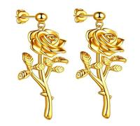 Rose sta per collana "Survival", collana punk vintage "I'm Strong As Fuck", elegante ciondolo gotico a forma di rosa nera (Gold,Necklace)