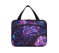Rose stereo viola profondo 3D stereoscopico stile appeso borse da viaggio per gli uomini con gancio, accessori di design borse cosmetiche per mamma Hotel kit de para Mujer L