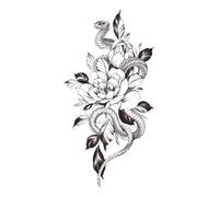 Rose Temporary Tattoo, Realistic Rose Flower Fake Tattoo Stickers, 8.27x4.49 Inches Party Supplies, Dark, Long Lasting for Women, Girls, Adults, Body, Hand, Arm, Neck