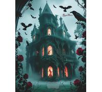 Rose Thorn Gothic Haunted House Composition Notebook: Glossy ~ Wide Ruled ~ Watermark @ Page 51 ~ Numbered Pages