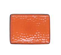 Rose & Tulipani, Vassoio Rettangolare Arancio con Bordo Dorato in Ceramica Decorata, Linea Concerto, 36x26.6 cm