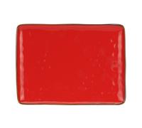 Rose & Tulipani, Vassoio Rettangolare di Color Corallo con Bordo Dorato in Ceramica Decorata, Linea Concerto, 36x26,6 cm