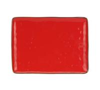 Rose & Tulipani, Vassoio Rettangolare di Color Corallo con Bordo Dorato in Ceramica Decorata, Linea Concerto, 36x26,6 cm