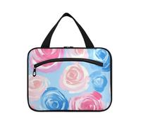 Rose Valentine Light Blue Hanging Borse per le donne Viaggio con gancio, Designer Compact Medicine Bag per accessori da viaggio Bagno cartera para maquillaje L