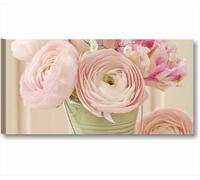 Rose Vintage 5 Quadro moderno fiori shabby 90x45 stampa su tela soggiorno camera