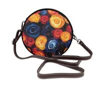 Rose vorticose e spirali astratte donne rotonde borse a tracolla in pelle borsa a tracolla borsa a tracolla