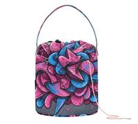 Roseate e Blu Floreale - Come Graffiti Crochet Borse Borse per Uncinetto Sacchetto Portatile di Immagazzinaggio per Crochet Aghi Filati Organizzatore
