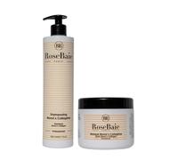 ROSEBAIA | Duo solare monoi e collagene | Capelli esposti sole e mare | Elimina il cloro sale calcareo sabbia | Idratante e nutriente | Senza solfati | Shampoo 500ml | Maschera dopo sole 500ml