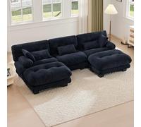 Rosebibi Divano modulare, comodo divano ad angolo, seduta extra grande, tessuto in velluto e design ergonomico, grande divano a nuvola a 5 posti, costruzione robusta e comodi braccioli (nero)