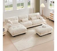 Rosebibi Divano modulare, comodo divano ad angolo, seduta extra grande, tessuto in velluto e design ergonomico, grande divano nuvoloso a 5 posti, costruzione robusta e comodi braccioli (beige)