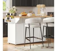 Rosebibi Isola da cucina mobile, piano di lavoro pieghevole, 3 cassetti verticali, 2 ripiani per porta, ruote bloccabili, 120 × 45 (70) × 87 cm, nero e naturale