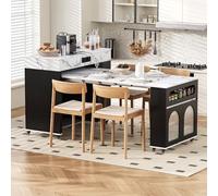 Rosebibi Isola della cucina con ruote, tavolo da pranzo allungabile con ciabatta e vetro di barriera corallina, credenza con un cassetto, funge da isola della cucina, credenza per cucina e sala da