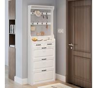 Rosebibi White Shoe Cabinet with hanger, 3 porte, 2 drawers