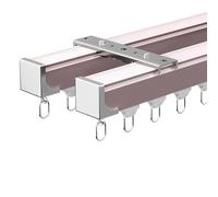RoseCurtain - Set di binari da 300 cm, montaggio a soffitto, asta in alluminio con rulli silenziosi, perfetto per divisori e finestre a bovindo, 2 x 150 cm di lunghezza