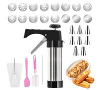Rosedreamer 2025 Spremiagrumi per pasticceria in acciaio inox, siringa per pasticceria con 16 stencil e 8 beccucci, pressa per pasticceria a spruzzo professionale per torte biscotti