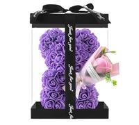 Rosee Bearr - Orso di rose da 24 cm, orsetto di fiori per lei Roseeteddyy Bearr con scatola trasparente, fatto a mano Cuteteddyy Orsacchiotto di fiori per lei, decorazione per la casa, perfetta per