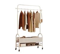 ROSEEONNE Attaccapanni Appendiabiti 3 in 1 con Ruote Appendiabiti in Metallo a Doppio Strato con ripiano portaoggetti con Ruote for Ingresso, atrio o corridoio Stand per Abiti(Wit,60cm)