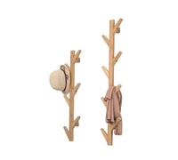 ROSEEONNE Attaccapanni Appendiabiti Creativo a Forma di Albero, con Cornice Decorativa da Parete, con forchette da 6/8, Finitura in Legno, Appendiabiti da Parete Stand per Abiti(Wood,6 Forks)