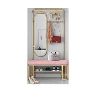 ROSEEONNE Attaccapanni Appendiabiti Multifunzionale con Panca e Specchio, mobiletto da Ingresso Indipendente con Porta Scarpe for Soggiorno e corridoio Stand per Abiti(Roze,100cm)