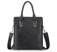 ROSEEONNE Borsa da viaggio verticale in pelle for laptop da uomo, impermeabile, con tracolla, for laptop da 13 pollici, nera borsa porta pc