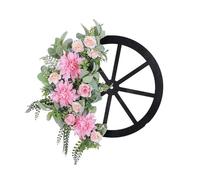 ROSEEONNE Hanging Roulette Wheel Wreath Artificial Wooden Reusable Garland for Wall Front Door Decoration And Christmas Party Decor(G)