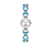 ROSEEONNE orologio da polso Orologio alla moda con cinturino in cristallo colorato e diamanti, al quarzo, adatto for regalo di lusso leggero da donna(Silver blue)