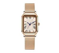 ROSEEONNE orologio da polso Orologio da donna al quarzo con quadrante quadrato classico e cinturino in maglia intrecciata con numeri romani. Un regalo di lusso leggero, adatto alle donne.(Rose)