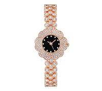 ROSEEONNE orologio da polso Orologio Da Polso Al Quarzo Con Strass E Fiore, Adatto For Regali Di Compleanno, Festival E Eventi Da Donna(Rose,Svart)