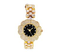 ROSEEONNE orologio da polso Orologio Da Polso Al Quarzo Con Strass E Fiore, Adatto For Regali Di Compleanno, Festival E Eventi Da Donna(Gold,Wit)
