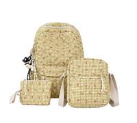 ROSEEONNE Set di tre zaini con fiocco in cotone, for studenti, di grande capacità, carini, perfetti for viaggi, ufficio e ritorno a scuola(Geel,Bring a doll)