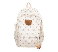 ROSEEONNE Zaino floreale carino con orso, borsa da scuola for studenti, borsa for laptop preppy, adatta for viaggi quotidiani, viaggi di piacere e ritorno a scuola.(Big flowers)
