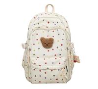 ROSEEONNE Zaino floreale carino con orso, borsa da scuola for studenti, borsa for laptop preppy, adatta for viaggi quotidiani, viaggi di piacere e ritorno a scuola.(Polka dots)