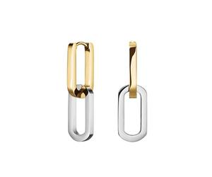 Rosefield Essentials Donna 14K Placcato Oro Orecchini Duotone Link Cerchi JEDLG-J712