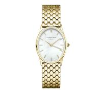 Rosefield The Oval White MOP Steel Gold con quadrante bianco madreperla e cassa dorata da 24 x 29 mm OWGSG-OV01 in acciaio inossidabile