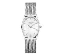 The Oval Pearl Silver Mesh con quadrante bianco perlato e cassa in argento da 24x29 mm OWSMS-OV11 in acciaio inossidabile.