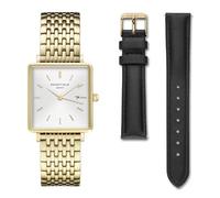 Rosefield Set regalo orologio da donna con bracciale in acciaio inossidabile color oro Boxy 24mm + bracciale in pelle nera