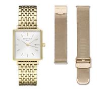 Rosefield Set regalo orologio da donna con bracciale in acciaio inossidabile color oro Boxy 24mm + bracciale in maglia di acciaio inossidabile color oro