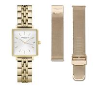 Rosefield Set regalo orologio da donna con bracciale in acciaio inossidabile color oro Boxy XS 24mm + bracciale in maglia di acciaio inossidabile color oro