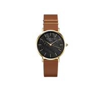 Rosefield West Village Black Cognac con quadrante nero e cassa in oro da 33 mm WBCLG-W96 pelle, Cognac & Gold, misura unica, Elegante