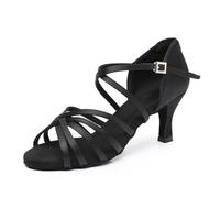 Rosefinch Latin Scarpe da Ballo per Le Donne Ballroom Party Salsa Danza Pratica Scarpe Performance Nero 7cm 38EU