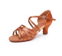 Rosefinch Scarpe da Ballo Latino per Le Donne Ballroom Party Dance Practice Performance Shoes Adatto per Latino, Salsa, Tango, Rumba, cha cha 5cm Tacco,Marrone 37EU