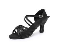 Rosefinch Scarpe da Ballo Latino per Le Donne Ballroom Party Dance Practice Performance Shoes Adatto per Latino, Salsa, Tango, Rumba, cha cha 7cm Tacco,Nero 38EU